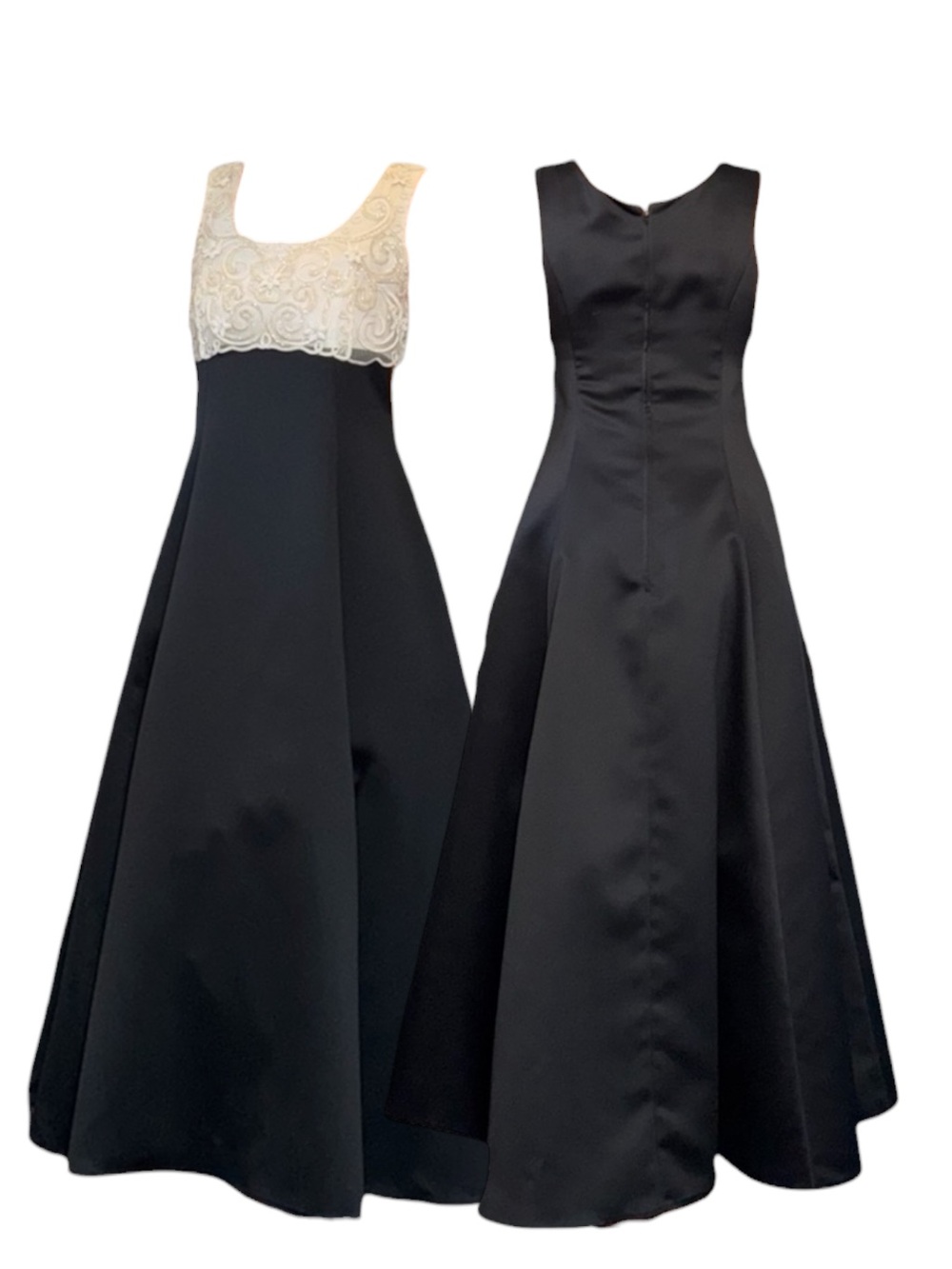 Vintage Betsey & Adam Black and Cream Beaded Evening Gown